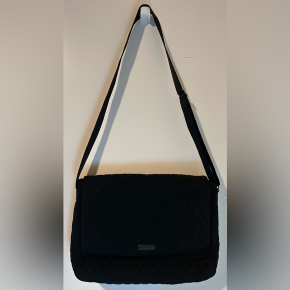 Vera Bradley Black Quilted Laptop Messenger Bag, EUC. - Picture 2 of 5